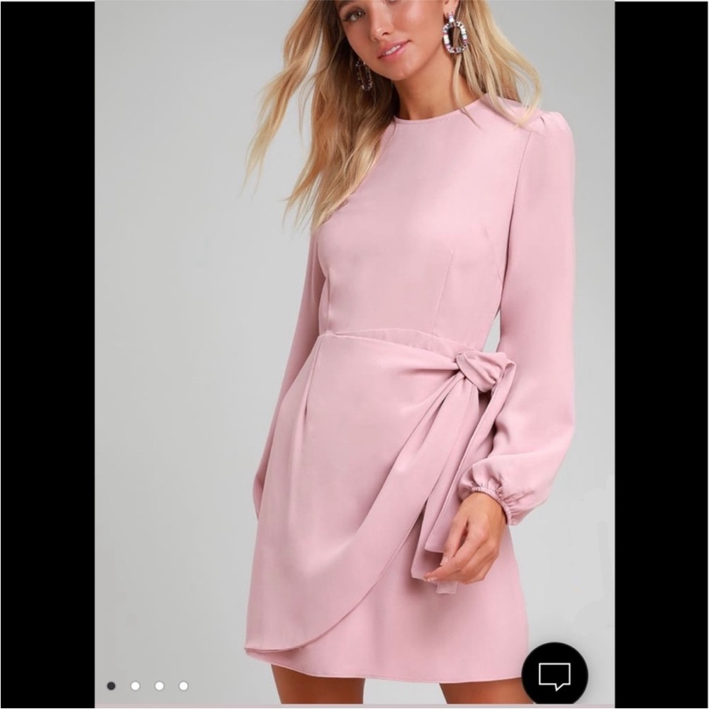 Lulu's Blush Pink Long Sleeve Tie-Waist Mini Dress - Picture 7 of 12